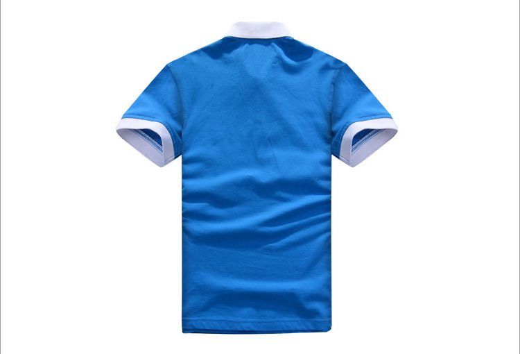 立领工装T恤-天蓝