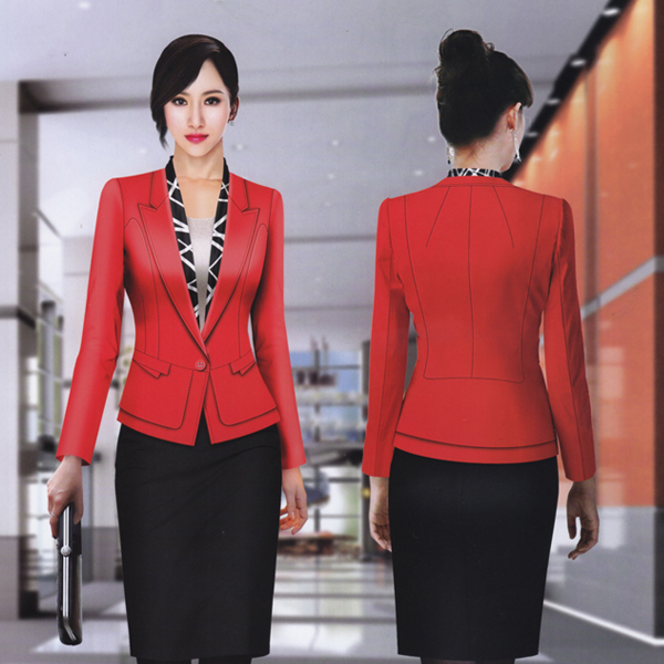 韩版女式红色休闲职业套装